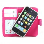 Wholesale iPhone 4 4S Seperable 2 in1 Flip Leather Wallet Case (Hot Pink)